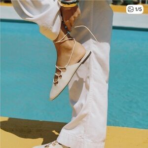 Zara slingback Beige Lace-Up Flats